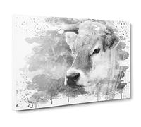 Cow in the Meadow Vol.6 V4 Canvas Print | Gallery Wrapped 30mm Frame Wall Art | 24x16 inches | Ready to Hang | Modern Animals Picture | Living Room Bedroom Lounge Office