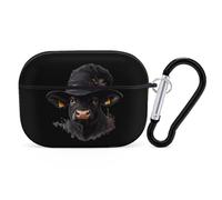 Cow in Witch Hat Cute Earbuds Case Compatible with Airpods Pro Wireless Headphones Cover with Carabiner