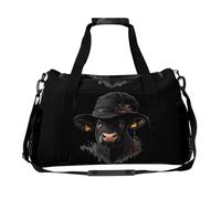 Cow in Witch Hat Fashion Duffle Bag for Travel Lightweight Weekender Gym Bag Carry On Overnight Pouch