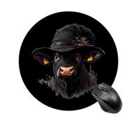 Cow in Witch Hat Trendy Round Mouse Pad Non Slip Waterproof Mousepad Desk Mat for Office Gaming