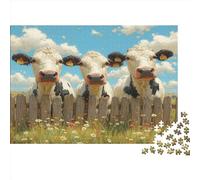 Cow Jigsaw Puzzles Puzzle for Adults Kids. 1000 Pieces Ranch Flower Cluster Impossible Challenge Toy Home Decoration for Gifts 1000pcs (75x50cm)