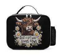 Cow Just A Girl Who Loves Cows Insulated Lunch Bag Portable Lunch Container Reusable Lunch Tote Bags with Handle