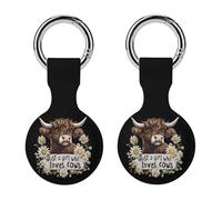 Cow Just A Girl Who Loves Cows Protective Case Compatible for Airtag Silicone Tracker Holder Tracker Cover with Key Ring 2PCS