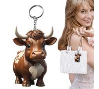 Cow Keychain Accessories, Acrylic Cartoon Highland Cow Pendant Keyring Artcrafts Creative Decoration Accessory for Bags, Car Keys, Backpacks, and Other Items