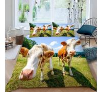 Cow King Size Duvet Cover Sets Farm Animals Bedding King Size Bed Set 3D Print Ultra Soft Microfiber Quilt Cover 230 x 220 with Zipper Closure and 2 Pillowcases G-2750