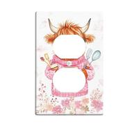 Cow Kitchen Duplex Outlet Covers Wall Plate, Fanciful Cute Heart Cupcake Spring Peach Plastic Standard Size Wall Plates for Electrical Outlets for New Apartment Home Bedroom Office Decor