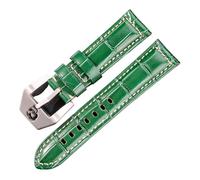 Cow Leather Watch Band Bracelet With Skull Buckle 20mm 22mm 24mm Women Men Watchband Strap Green Black Brown Orange Cowhide Belt(Green,24mm)
