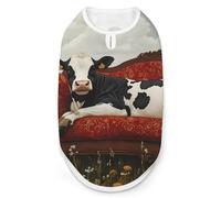 Cow Lies on Couch Cute Dog Shirt Sleeveless Soft Breathable Pet Apparel Tank Top Summer Cool L