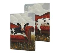 Cow Lies on Couch Cute Tablet Case Unisex Slim Hard Protective Cover Compatible with iPad 9th/ 8th/ 7th