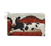 Cow Lies on Couch Cute Zero Wallet for Women Men Lightweight Coin Pouch with Zippered
