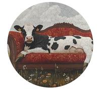Cow Lies on Couch Funny Wooden Picture Puzzle for Adults Challenge Intellectual Game Animal Shaped Pieces Jigsaw