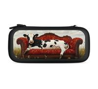 Cow Lies on Couch Printed Carrying Case for Switch Hard Protective Cover for Game Card and Accessories