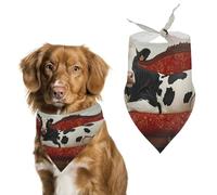 Cow Lies on Couch Printed Dog Bandanas Adjustable Trendy Triangle Pet Scarffor Small Medium Large