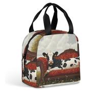 Cow Lies on Couch Printed Lunch Bag with Handle Insulated Portable Tote Handbag Meal Lunchbox