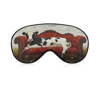 Cow Lies on Couch Printed Sleep Mask for Unisex Adult Soft Night Blindfold with Adjustable Strap