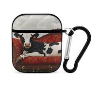 Cow Lies on Couch Trendy Bluetooth Earbuds Protector Cute Wireless Earbud Case Covers Compatible with Airpods 1/2