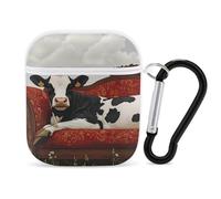 Cow Lies on Couch Trendy Bluetooth Earbuds Protector Cute Wireless Earbud Case Covers Compatible with Airpods 1/2