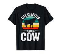 Cow Lover Dairy Farming Retro Life is Better with Cows T-Shirt