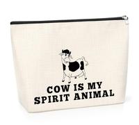 Cow Lover Gift Funny Makeup Bag Cow Themed Gifts for Girl Friend Sister Colleague Daughter Zipper Pouch Christmas Birthday Presents for Sister Besties BFF Travel Cosmetic Pouch