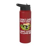 Cow Lovers I Don't Care What Anyone Thinks of Me Cows Farmer Stainless Steel Insulated Water Bottle