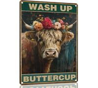 Cow Metal Poster Funny Cow Wall Art Highland Cow Bathroom Hanging highland cow Funny Metal Sign Bathroom Wall Art Home Decor 8x12 Inch