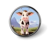 Cow Milk Badges Decorative, Durable Aluminum Alloy Round Badge, Lightweight Button Brooch for Shirts, Jackets, Hats, Uniforms 1"