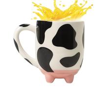 Cow Mug 430ml - Hand Painted Ceramic Coffee Mug | Large Capacity Milk Tea Cup, Black and White Animal Pattern, Large Capacity, for Kitchen, Office, Home, Gift