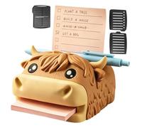 Cow Note Holder Organizer Aid, Sticky Note Storage with Reusable Stencils Gear, Animal Shape Desk Organizer Device with Sturdy Build, Premium Quality Students Writers Authors Teachers Office Home Scho
