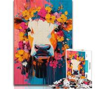 Cow Oil Painting Puzzles 1000 Pieces for Adults,Help The Brain Exercise Addictive Toys to Cultivate Patience Unique Challenge Game (50x75cm)