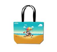 Cow On A Beach Holiday Beach Shopper Tote Bag Warren Reed - Designer Yellow One Size