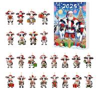 Cow Ornaments Advent Calendar 2025,24 Days Acrylic Cow Ornaments Christmas Countdown Calendar,Cute Cows Pendant Advent Calendars,Western Cowboy CowCattle Hanging Ornament for Xmas Tree Home Decor