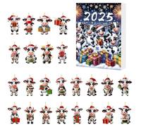 Cow Ornaments Advent Calendar 2025,24 Days Acrylic Cow Ornaments Christmas Countdown Calendar,Cute Cows Pendant Advent Calendars,Western Cowboy CowCattle Hanging Ornament for Xmas Tree Home Decor