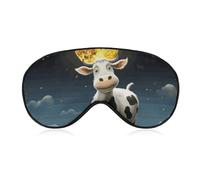 Cow Over The Moon Sleep Mask for Women Men Side Sleeper Eye Cover with Adjustable Strap Soft Breathable Blackout Mask Slip-Free Deep Sleeping Travel Essentials