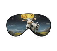 Cow Over The Moon Sleep Mask Light Block-Out Eye Mask for Side Sleeper Pressure-Free Soft Night Blindfold with Adjustable Strap Breathable Sleep Eye Cover for Travel