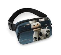 Cow over The Moon Waist Bag Fashion Fanny Bag with Adjustable Strap for Outdoor Workout Cycling Unisex, white, 20x13cm, Waist Bag