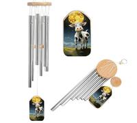 Cow Over The Moon Wind Chimes Hanging Metal Wind Chime Outdoors Aluminium Memorial Windchimes Deep Tone Garden Patio Balcony Decoration Sympathy Gift for Mom Women Wife