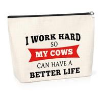 Cow Owner Gifts Cow Makeup Bag Cow Themed Moo Gift for Friend Female Sister Girls Birthday Christmas Graduation Presents for Women Best Friend Farmer Animal Rescue Gift for Her Travel Cosmetic Pouch