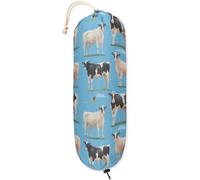 Cow Pattern Blue Plastic Bag Holder, Wall Mount Plastic Bags Organizer, Grocery Bag Storage Dispenser for Kitchen Home, 22x9 in