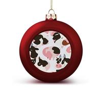 Cow Pattern Christmas Ball Ornaments 1.6 Inch Red Shatterproof Plastic Decorative Hanging Ornaments Festive Baubles Decorations Xmas Ornament for Tree Holiday Party Home Decor