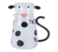 Cow Pattern Glass Carafe Pitcher with Lid Cold Hot Drink Container Milk Juices Borosilicate Kitchen Home Decoration Hotel Glass Water Pitcher Set