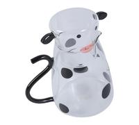 Cow Pattern Glass Carafe Pitcher with Lid Cold Hot Drink Container Milk Juices Borosilicate Kitchen Home Decoration Cute Cow Shaped Water Bottle for Home