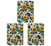 Cow Patterned Sunflower Car Air Freshener, 3 Pcs Square Hanging Air Freshener Cards, Long Lasting Fragrance Scented Cards for Car, Home, Office White-style