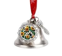 Cow Patterned Sunflower Christmas Bells Ornaments, Hanging Iron Jingles Decoration - Elegant Jingle Bell Ornament for Tree, Home, Festive Decor