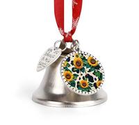 Cow Patterned Sunflower Christmas Bells Ornaments, Hanging Iron Jingles Decoration - Elegant Jingle Bell Ornament for Tree, Home, Festive Decor
