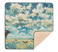 Cow Patterning Large Stylish Baby Play Mat for Indoor Outdoor Lightweight Tummy Time & Crawling Mat for Babies Infants Toddlers, 50'' x 50''