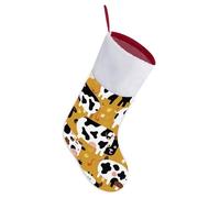 Cow Patterns Christmas Stocking with Hang Loop, 16.5 Inch Large Soft Furry Xmas Stocking, Hanging Ornaments Holiday Decor for Tree, Fireplace Bag