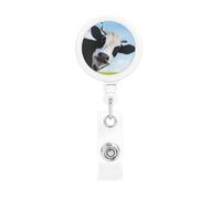 Cow Patterns Print Badge Reel Retractable Badge Holder Cute Badge Clip Id Card Holders for Men Women