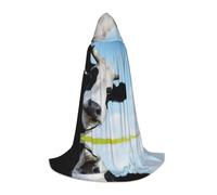 (Cow Patterns) Print Hooded Cape For Teenagers Costume Party, Halloween Hooded Cape Soft and Elastic,S