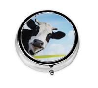 Cow Patterns Print Mini Metal Pill Box 2.0x2.0x0.7 in Round Travel Medicine Pill Organizer Box for Purse Pocket