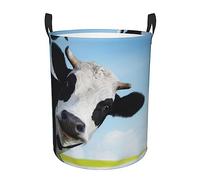 Cow Patterns Print Round Single-Layer Dirty Laundry Basket â€“ Full-Width Printed Design, Waterproof Oxford Cloth Material, Suitable For Various Rooms